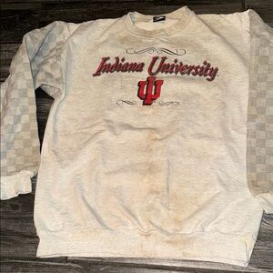 Indiana University Gray Sweatshirt vintage distressed/ discolored large 90s